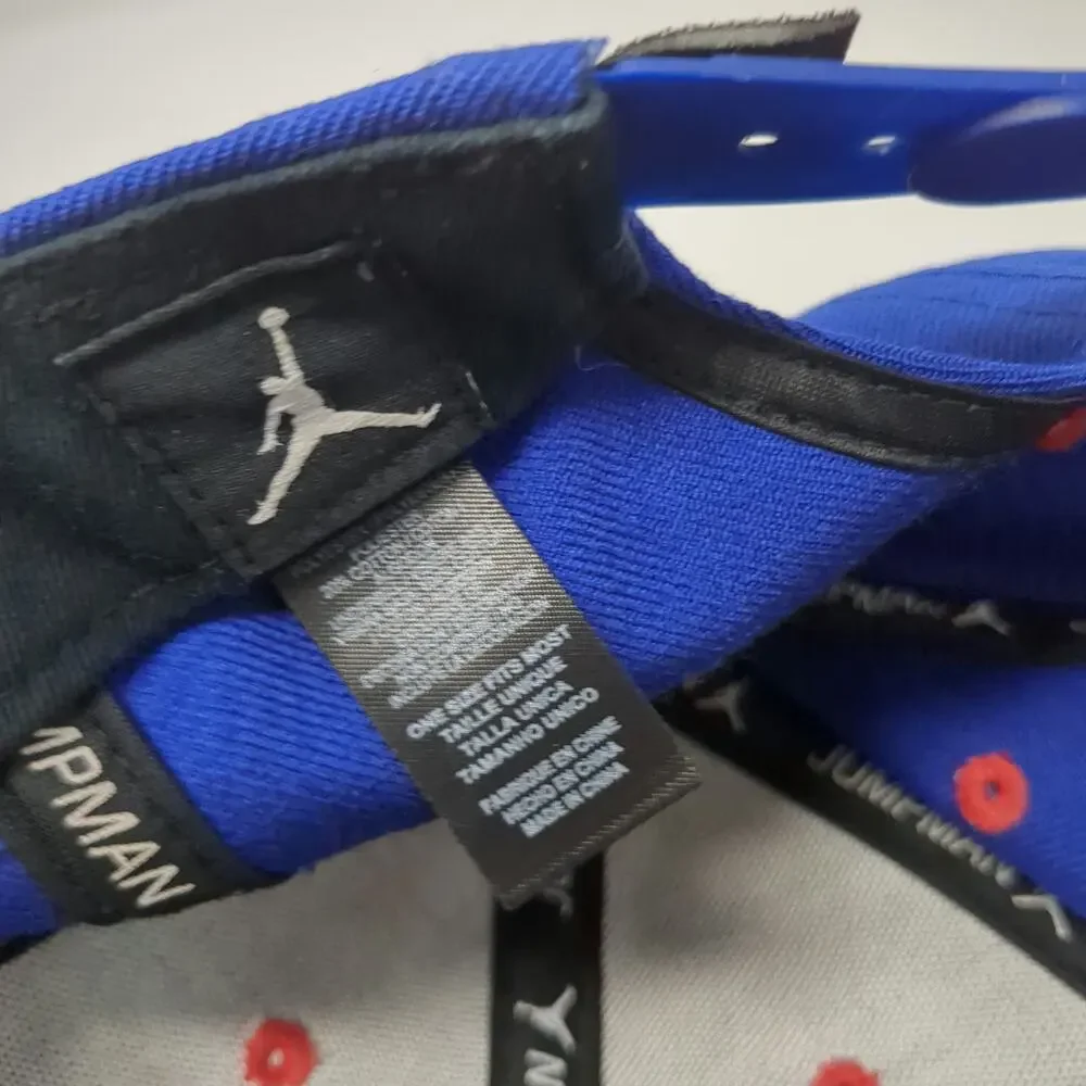 Jordan Snapback Blue One Size Red Jumpman Logo Embroidered Flat Brim Hat